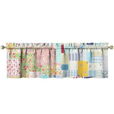 Imagem de Tapesb Saia de cozinha com flores florais engraçadas pequenas cortinas de janela sobre a pia essenciais para decoração de cozinha, quarto, lavanderia, 46 x 137 cm