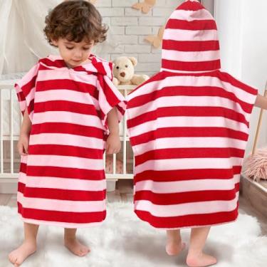 Imagem de VOOVA & MOVAS Toalhas de poncho infantis com capuz, grandes (2 a 4 anos, 56 x 56 cm) feitas de 100% algodão macio, toalhas com capuz absorventes para meninas, perfeitas para piscina | natação | banho