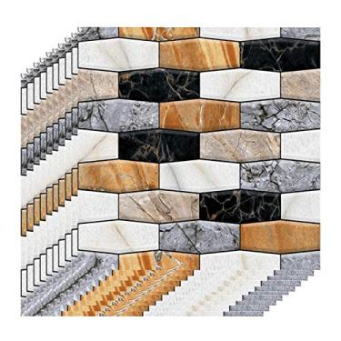 Imagem de Papel de Parede Autoadesivo Removível 3D Multicolorido Bloco À Prova Água e Umidade Stickers PVC para Sala Estar Banheir