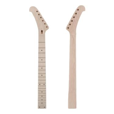 Imagem de YoungMonic Pescoço de guitarra elétrica de 24 trastes, pescoço e escala de bordo de 65 cm sem encadernação e incrustação de pontos, substituição de projetos de guitarra inacabados com porca de