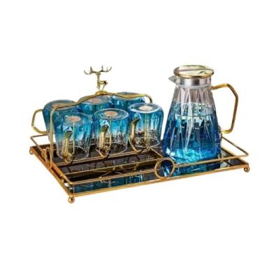 Imagem de Chaleira de vidro para servir bebidas com água fria resistente a altas temperaturas, conjunto de bule de chá de frutas, jarra de água