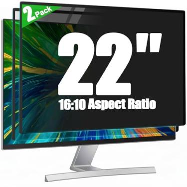 Imagem de [Pacote com 2] Tela antirreflexo de privacidade de computador de 55 cm para monitor, proporção de 16:10, filtro blecaute antiespião reutilizável e removível, proteção ocular antiluz azul, escudo de