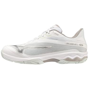 Imagem de Mizuno Tênis feminino Wave Exceed Light 2 AC, branco de neve, coral fusão, Branco-metálico cinza, 9