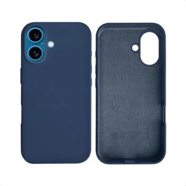 Imagem de Capinha Compatível Com Iphone 16, 16 PLUS, 16 PRO e 16 PRO MAX Linha PREMIUM Colorida Preto, Branco, Vermelho, Azul, Rosa, Transparente Case Aveludada 3 Camadas Anti Impacto (Azul Escuro, 16)