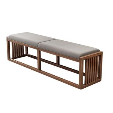 Imagem de Banqueta moderna de madeira maciça estilo chinês banco de sapato banco para quarto cama banco frontal sofá longo sapato decorativo (nogueira preta, médio)