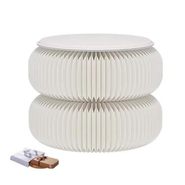 Imagem de Folding Paper Stool Tamborete de papel dobrável portátil, sofá em forma de nuvem criativa e cadeira de lazer, usado para mesa de centro e armazenamento(White,38x30cm/14.96x11.81in)
