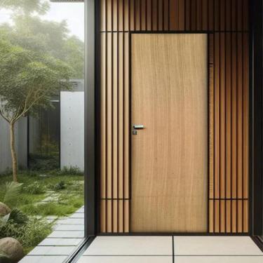 Imagem de Kit Porta de Madeira Lisa Angelim 210x62cm Batente 16cm Uniportas Aber