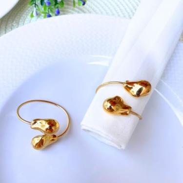 Imagem de 06 Anel Porta Guardanapo Argola Mesa Posta Casamento Ouro Martelado