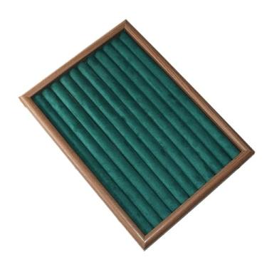 Imagem de KHUTRW3D Suporte organizador de joias marrom verde escuro suporte de joias de madeira bandeja de anel pulseira brinco grampo de armazenamento suporte de exibição de joias (grande)