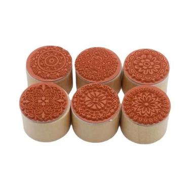 Imagem de Carimbo De Borracha Quadrado Redondo Com Textura De Renda Mandala Flor