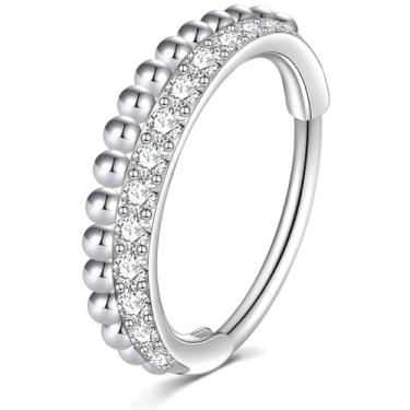 Imagem de ZUOPOEKI Brinco de argola de cartilagem de argola 20G para mulheres, ouro, prata, aço cirúrgico, tragus, hélice, argola, 20G-10mm, Prata esterlina, Zircônia cúbica