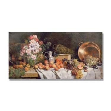 Imagem de NHLDZYH Tela vintage de frutas mortas, impressão de estilo de pintura a óleo vintage, decoração de jantar de fazenda C62. 40 x 80 cm. Somente tela