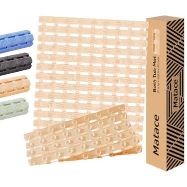 Imagem de Tapete de banheira antiderrapante - para interior da banheira e chuveiro, grande 101 x 40 cm, ventosas fortes 261, superfície texturizada macia, drenagem rápida e secagem rápida, tapete de segurança