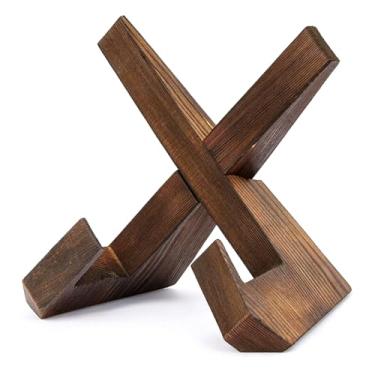 Imagem de Diydeg Suporte de Madeira para Pratos, Expositor Vintage de 16,5 cm para Fotos, Livros, Discos e Tablets, Cavalete Decorativo de Mesa para Casa, Loja e Presentes (Cinza Carvão)