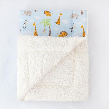 Imagem de Manta De Sherpa Para Bebê Lã Carneiro Safari Azul