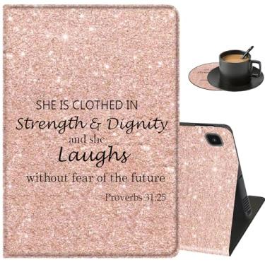 Imagem de Capa para Samsung Galaxy Tab A8 de 10,5 polegadas, capa de corpo inteiro com suporte multiângulo com função despertar/hibernar, para Samsung Galaxy A8 2022 [SM-X200/X205/X207] - Provérbios 31:25