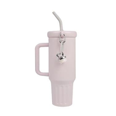 Imagem de Garrafa Térmica Premium 1200ml Inox com Tampa e Canudo Inox Chaveiro Portátil(ROSA CLARO)