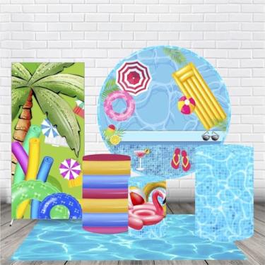 Imagem de Trio Capas Cilindro + Painel Redondo 1,50m + Lateral Romano e Tapete Pool Party (K3PPY0004)