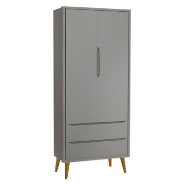 Imagem de Guarda-Roupa Retrô 2 Portas Théo New Cinza Fosco com Madeira - Reller