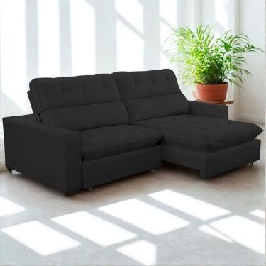 Imagem de Sofa Retratil Reclinavel 2 Lugares 230cm Veludo Andreia Preto