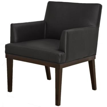 Imagem de Poltrona Decorativa Para Sala de Estar e Recepção Beatriz W01 Corino Preto - Lyam Decor