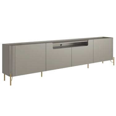 Imagem de Rack Para Sala de Estar TV 75 Pol 4 Portas Pés Industrial Dourado Alef I03 Grigio - Lyam Decor