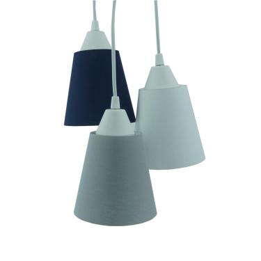 Imagem de Lustre Pendente Luminária Cacho Cinza, Azul Marinho e Branco Bivolt