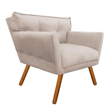 Imagem de Poltrona Anitta Suede Bege Pés Palito Castanho D´rossi