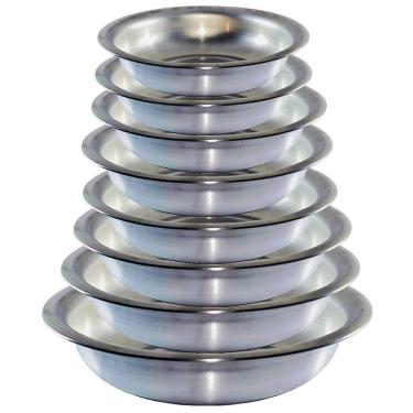 Imagem de Conjunto Kit Bacia Alumínio Redonda Banho Assento 8 Peças