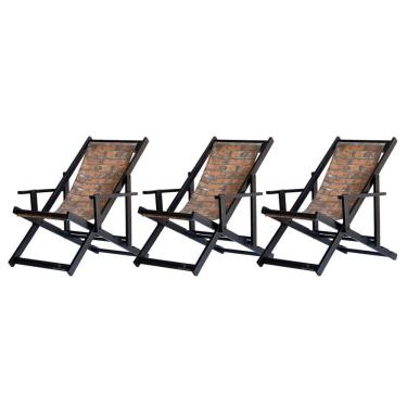 Imagem de Kit 3 Espreguiçadeiras Dobrável Black Cb-tijolo