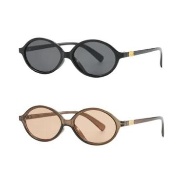 Imagem de Óculos De Sol Femininos Ovais Pequenos Estilo Punk Com Armação Colorid