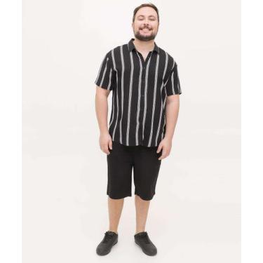 Imagem de Bermuda Plus Size Masculina Sarja Chino MR-60101, 50, Preto