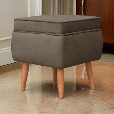 Imagem de Puff Banqueta Comodoro Quadrado Em Tecido Veludo Sentô Capuccino