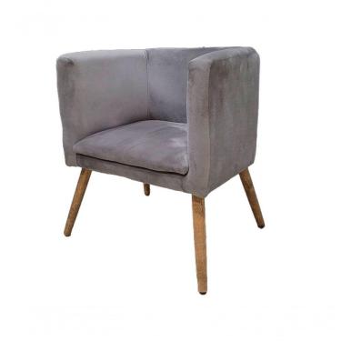 Imagem de Poltrona Panamera Para Sala Cadeira Elegante Com Apoio De Braço Em Veludo Sentô Prata