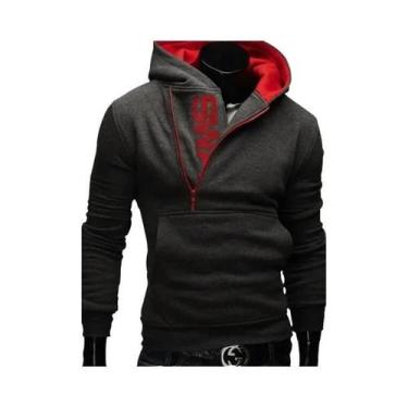 Imagem de Suéter Masculino Slim Fit De Cashmere Com Zíper E Estampa De Letras  M