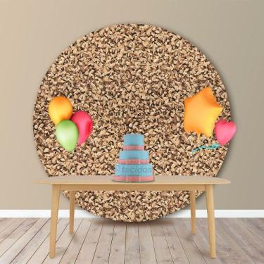 Imagem de Painel Redondo em Jacquard Estampado Muro Inglês Folhas Secas, 1,50, 1