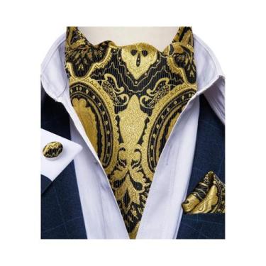 Imagem de Conjunto De Abotoaduras De Luxo Masculinas Ascot Com Lenço De Bolso Pa