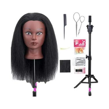 Imagem de Cabeça De Manequim Com Cabelo 100% Natural, Boneca De Treinamento De 1