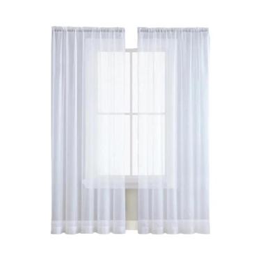 Imagem de Cortina De Terylene Em Cor Sólida 2 Peças Tela Transparente Para Decor