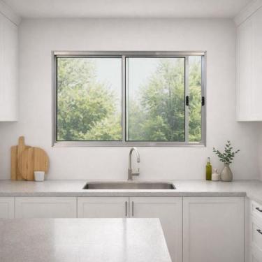 Imagem de Janela de Correr 2 Folhas de Alumínio Brilhante 100x150 - Brecorimo