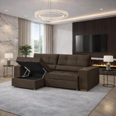 Imagem de Sofá Baú San Marino Retrátil e Reclinável 3 Lugares 250cm Veludo Sofat