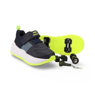 Imagem de Tênis Infantil Menino Bibi com Rodinhas Skatenis Marinho com Amarelo-Masculino
