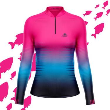 Imagem de Camisa Pesca Capitão Arraia Feminina Rosa Manga Longa Uv, Rosa, P