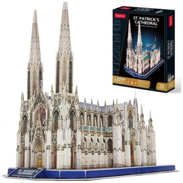 Imagem de Quebra Cabeças 3D Arquitetura Catedral de São Patricío para Crianças e Adultos, 117 Peças, CUBICFUN, Branco