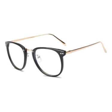 Imagem de Armação Óculos Grau Feminino Redondo Elegante Leve - Genérica, Preto
