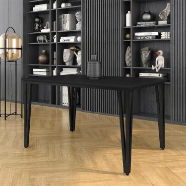 Imagem de Mesa De Jantar Industrial Retangular 1,60m Ibiza Preto Fosco - M.a
