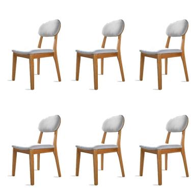 Imagem de Kit 6 Cadeiras Dalia Madeira Maciça Tauari E Linho Prata Mel