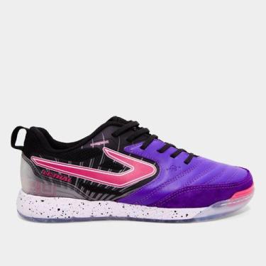 Imagem de Chuteira Futsal Topper Lethal Masculina, Roxo, Preto, 41