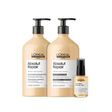 Imagem de Kit Abs Repair Gold Sh 750ml + Cond 750ml + Óleo 30ml - Loreal Profiss