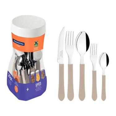 Imagem de Faqueiro Tramontina Leme 20 Peças - INOX - CINZA, Cinza, 20